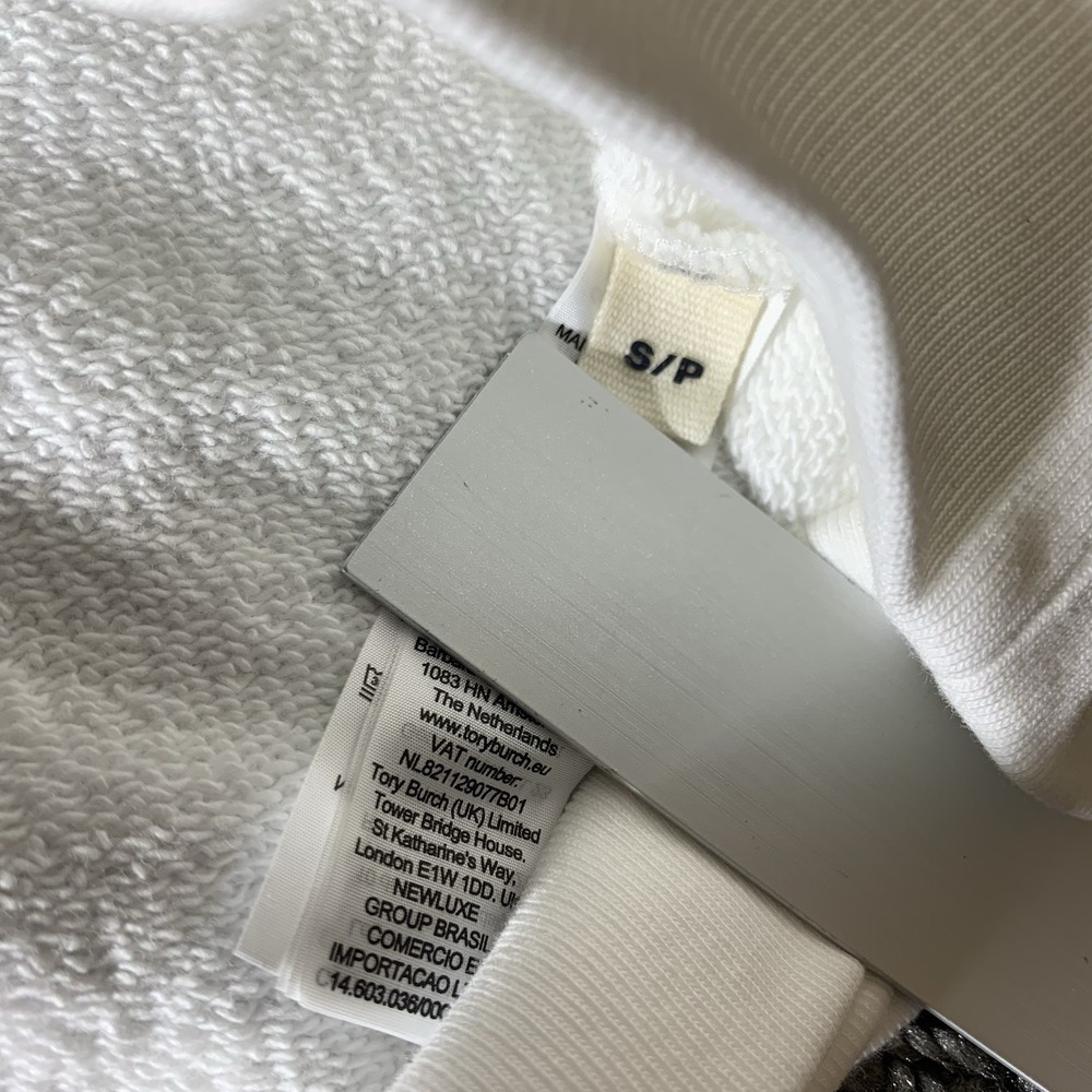 Tory Burch White Polo Sweatshirt with‎ Green and Blue Accents - Picture 5 of 9